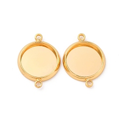 Настоящее золото 18K Латуни разъем кабошон настройки, долговечный, без никеля , плоско-круглые, реальный 18 k позолоченный, лоток : 10 мм, 16x12x2 мм, отверстие : 1.2 мм