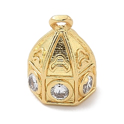 Настоящее золото 18K Стойка покрытие латунь микропаве прозрачный кубический цирконий бусины колпачки скобы, долговечный, без свинца и без кадмия, реальный 18 k позолоченный, 11x8 мм, отверстие : 1.5 мм, Внутренние размеры: 5 mm