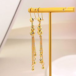 Золотой Круглые серьги-кольца с кисточками из латуни, золотые, 85 мм