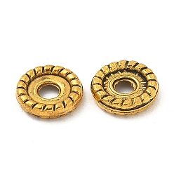Античное Золото Сплавочные овальные бусины тибетского стиля , без кадмия и без свинца, плоско-круглые, античное золото , 7x1.5 мм, отверстие : 2 мм, о 4545 шт / 1000 г.