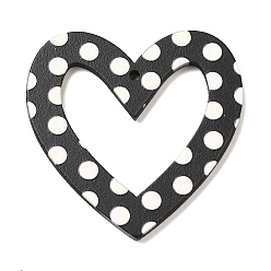 Сердце Акриловые подвески, с узором в горошек, сердце, 35x34.5x2.5 мм, отверстие : 1.5 мм