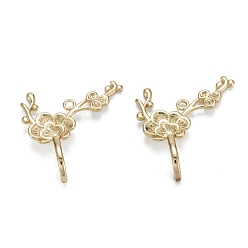 Real 18K Gold Plated Brass Pendants, Long-Lasting Plated, Lead Free & Nickel Free & Cadmium Free, Flower, Real 18K Gold Plated, 21x22.5x1~6.5mm, Hole: 1.4mm