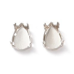 Платина Латунь пришить настройки зубца, настройки когтей для остроконечных страз, для кабошонов со стразами в форме капли, платина, 10x7x0.3 мм, отверстие : 1 мм, пригодный для стразов 7x10 мм