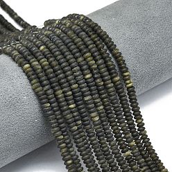 Золотой Обсидиан Естественный золотистый отлив обсидиан бисер пряди, матовые, рондель, 4x2 мм, отверстие : 0.9 мм, около 167~173 шт / нитка, 15.16~15.35 дюйм (38.5~39 см)