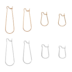Golden & Stainless Steel Color Stainless Steel Hoop Earring Findings, Kidney Ear Wire, Golden & Stainless Steel Color, 7.4x7.2x1.7cm, 80pcs/box