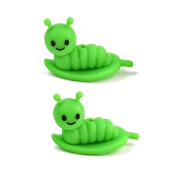 Insects 3d силиконовые бусины, фокусные бусы, желто-зеленые, червь, 23.5x33x16.5 мм, отверстие : 2.8 мм
