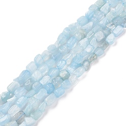 Aquamarine Natural Aquamarine Beads Strands, Nuggets, 7~14x7~8x3.5~7mm, Hole: 0.7mm, about 44pcs/Strand, 15.75 inch(40cm)