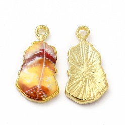 Золотистый Стойки подвески обшивки сплава, напечатанный, без свинца, без кадмии и без никеля, очарование листа, золотой свет, золотые, 19x10.5x2.5 мм, отверстие : 1.6 мм