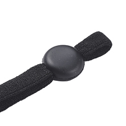 Black Hollow Flat Nylon Elastic Band, Mouth Cover Earloop Cord, with Plastic Adjustment Lanyard Buckle, DIY Mouth Cover Material, Black, 10.5x0.5cm, Buckle: 10mm