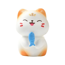 Темно-Голубой Кошка с рыбой скульптура из смолы витрина украшения, глубокое синее небо, 19x21x26 мм