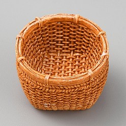 Оранжевый Мини-модель корзины из ротанга из смолы, аксессуары для кукольного домика с микро-ландшафтом, притворяясь опорными украшениями, оранжевые, 31x21 мм