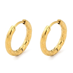 Настоящее золото 18K Ионное покрытие (ip) 304 Серьги-обручи с текстурированной нержавеющей сталью, реальный 18 k позолоченный, 16x2.5 мм