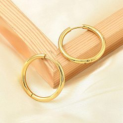 Настоящее золото 18K Вакуумное покрытие pvd 304 серьги-кольца из нержавеющей стали для женщин, реальный 18 k позолоченный, 30x3 мм