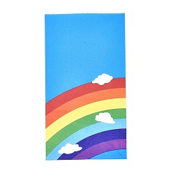 Озёрно--синий Экологически чистые крафт-бумажные пакеты с радужным узором, подарочные пакеты, сумки для покупок, прямоугольные, Плут синий, 24x13x8 см