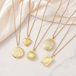 Золотой Ожерелья из медного медальона, с 304 кабельными цепочками из нержавеющей стали, разнообразные, золотые, 19.69~19.76 дюйм (50~50.2 см)