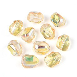 Шампанско-Желтый Прозрачный Electroplate стеклянные бусины, кролик, шампанское желтый, 15x11.3~11.6x9.7~10 мм, отверстие : 1 мм