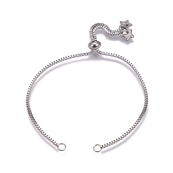 Stainless Steel Color Tarnish Resistant Stainless Steel Slider Bracelet Making, with Box Chains, Star, Stainless Steel Color, Single Chain: 4-1/4 inch(10.9cm), Total Length about 8-5/8 inch(21.8cm)