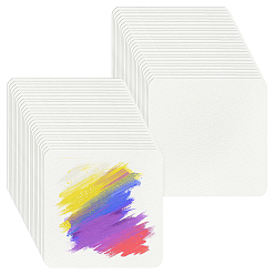 Белый 50 шт. пустые поздравительные открытки из древесной целлюлозы и хлопка, квадратный, белые, 90x90x0.5 мм