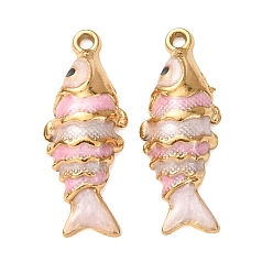 Pink 304 подвески из нержавеющей стали, с эмалью, рыбы прелести, реальный 18 k позолоченный, ионное покрытие (ip), розовые, 26x10x4 мм, отверстие : 1.4 мм