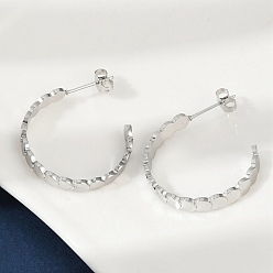 Платина 304 серьги-гвоздики из нержавеющей стали c-образной формы, ионное покрытие (ip), платина, 24x4 мм