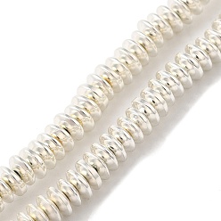 с Покрытием Серебра Гальванические нити из синтетических немагнитных гематитовых бусин, блюдце бусины, со серебряным покрытием, 4~4.5x1.5 мм, отверстие : 1 мм, около 239 шт / нитка, 15.75'' (40 см)