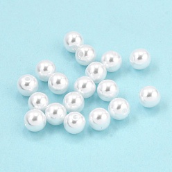 Белый Пластиковые жемчужные бисера, круглые, половину отверстия, белые, 6 мм, отверстие : 1.4 мм