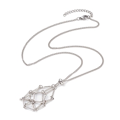 Платина Латунный плетеный мешочек для макраме, пустой держатель для камней для изготовления подвесок, ожерелий, изготовление ожерелья из сетки, платина, 17.72 дюйм (45 см)