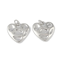 Platinum Brass Pendants, Cadmium Free & Lead Free, Heart, Platinum, 17.5x18x2.5mm