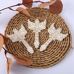 BurlyWood Wood Big Pendants, Cross, BurlyWood, 100x60mm
