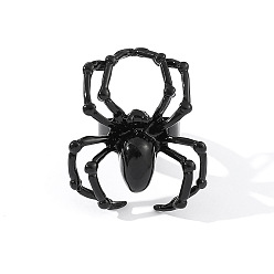 Черный Регулируемые кольца для пальцев из сплава на тему Хэллоуина, паук, чёрные, внутренний диаметр: 15~20 мм
