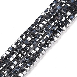 Non-magnetic Hematite Non-Magnetic Synthetic Hematite Beads Strands, Faceted, Cube, 2.5x2.5x2.5mm, Hole: 0.5mm, about 186~188pcs/strand, 15.16~15.35 inch(38.5~39cm)