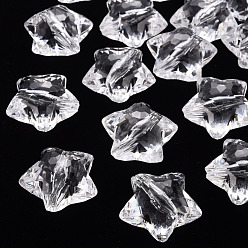 Прозрачный Прозрачные акриловые бусины, граненые, звезда, прозрачные, 27.5x29.5x17.5 мм, отверстие : 3 мм, Около 80 шт / 500 г