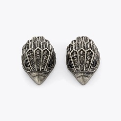 Античное Серебро Серьги-гвоздики с птичьей головой из латуни с микропаве из кубических цирконий, античное серебро, 19 мм