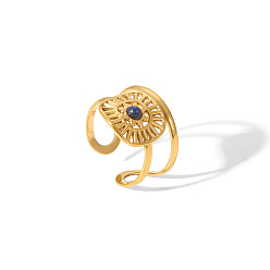 Oval 304 из нержавеющей стали Манжета кольца для женщин, реальный 18 k позолоченный, овальные, 15.9 мм, размер США 8 1/2 (18.5 мм)