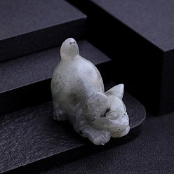 Лабрадорита Резная статуя кошки из натурального лабрадорита, Камень Рейки для домашнего офиса, рабочего стола, украшение по фэн-шуй, 38x22 мм