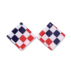 Mixed Color Checkerboard Style Rhombus Acrylic Pendants, Mixed Color, 28x28x2.5mm, Hole: 1.2mm