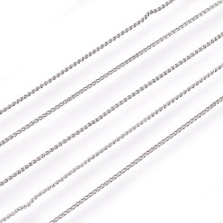 Stainless Steel Color Tarnish Resistant 304 Stainless Steel Rope Chains, Unwelded, Stainless Steel Color, 1mm
