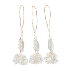 Опал Подвеска на стену из синтетического опалитового рейки, камни кисточки феншуй орнамент, для украшения дома автомобиля, 230~240 мм