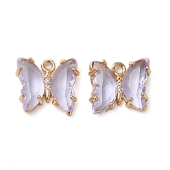 чертополох Латунь со стеклянными подвесками, без кадмия, без никеля и без свинца, бабочка, чертополох, 10x12x4 мм, отверстие : 1.2 мм