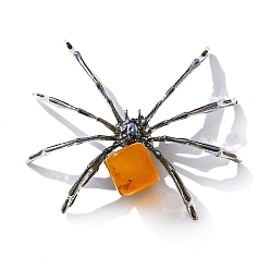 Желтый Агат Украшение дисплея натуральным желтым агатом, с металлическим держателем в форме паука, для домашнего украшения рабочего стола, 48x55 мм