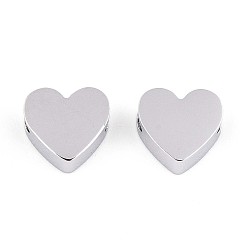 Нержавеющая Сталь Цвет 201 из нержавеющей стали бусы, сердце, цвет нержавеющей стали, 7x7.5x3 мм, отверстие : 1.8 мм