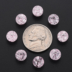 Pink Transparent Crackle Acrylic Beads, Round, Pink, 8x7mm, Hole: 1.8~2mm, about 1745pcs/500g