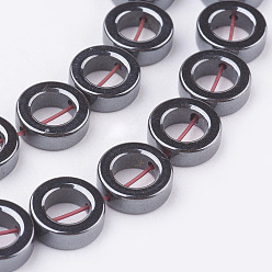 Немагнитные Гематит Немагнитные синтетический гематит бисер пряди, пончик, 10x3.5 мм, отверстие : 1 мм, около 40 шт / нитка, 15.3 дюйм (39 см)