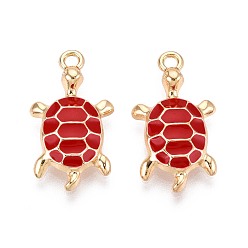 (123L) Белый крем непрозрачный блеск Подвески из эмали и сплава, очарование черепахи, золотые, огнеупорный кирпич, 24x13x4 мм, отверстие : 1.8 мм