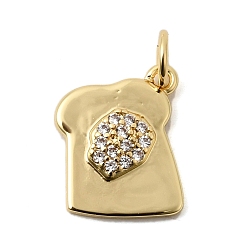 Настоящее золото 18K Латунные микропаве прозрачные кубические циркониевые подвески, самородки прелести, стойки покрытие, без свинца и без кадмия, долговечный, реальный 18 k позолоченный, 13x11x2 мм, Перейти кольцо: 5x0.8 мм, внутренний диаметр 3.5 mm