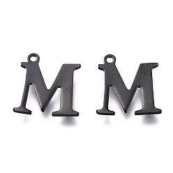 Letter M 304 прелести нержавеющей стали, лазерная резка, алфавит, электрофорез черный, letter.m, 12x11.5x0.8 мм, отверстие : 1 мм