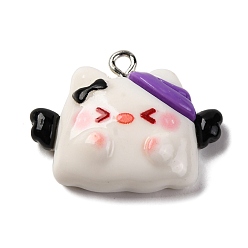 Cat Shape Подвески из непрозрачной смолы на тему хэллоуина, с платиновыми железными петлями, форма кошки, 21x26.5x8 мм, отверстие : 2 мм