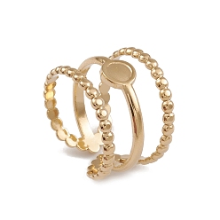 Настоящее золото 14K Ионное покрытие (ip) 304 тройная линия из нержавеющей стали с открытым кольцом для манжеты, настройки кольца чашки безеля, плоско-круглые, реальный 14 k позолоченный, внутренний диаметр: 16.8 мм, лоток : 4 мм