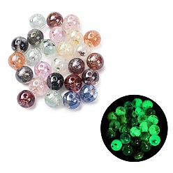 (52) Непрозрачная лаванда Светящиеся прозрачные бусины из смолы и блестящей пудры, круглые с бабочкой, светится в темноте, разноцветные, 12.5x11.5 мм, отверстие : 2 мм