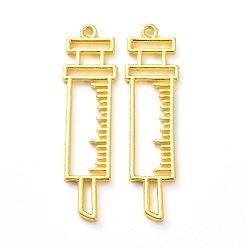 Golden Painting Art Theme Alloy Open Back Bezal Pendants, For DIY UV Resin, Epoxy Resin, Pressed Flower Jewelry, Needle Tubing, Golden, 58.6x15.7x2.2mm, Hole: 2.6mm